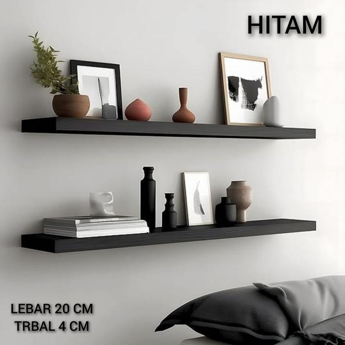 Gambar AMBALAN DINDING PANJANG 120 cm X LEBAR 20 cm x TINGGI 4 cm / AMBALAN DINDING MINIMALIS/ AMBALAN DINDING MURAH - Hitam, 60 x 20 x 4 cm dari gudang furniture 99 undefined Tokopedia