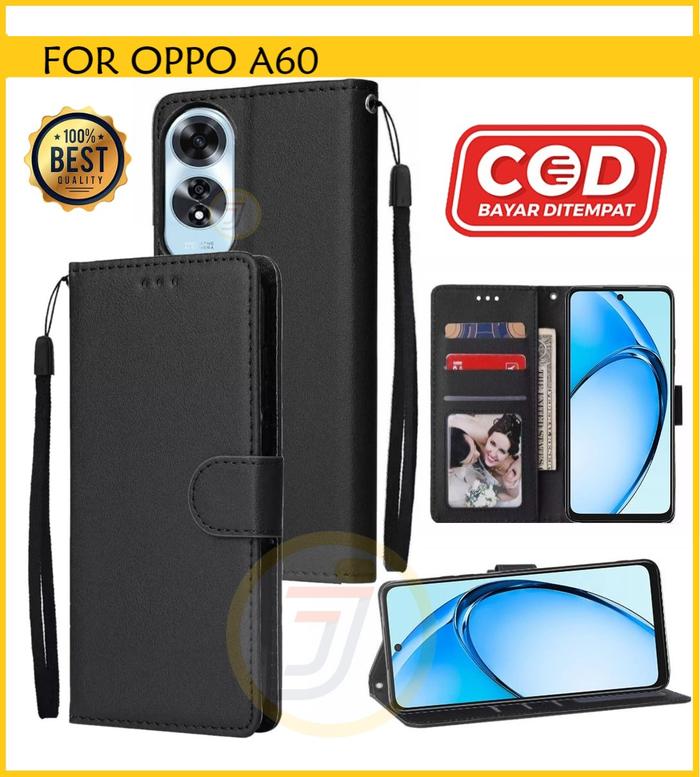 Gambar Flip Case Oppo A60 Case Kulit Full Protection Casing Dompet Hp Premium - Hitam dari Java Acc Store undefined Tokopedia