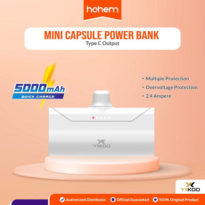 Gambar YIIKOO Mini Capsule Powerbank 5000mAh 2.4A Type C Output Tipe C Ori dari hohem undefined Tokopedia