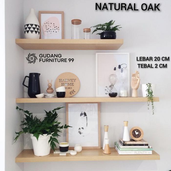 Gambar AMBALAN LEBAR 20 CM, PANJANG 40 CM SAMPAI 150 CM TEBAL 2 CM / AMBALAN DINDING MURAH BERKUALITAS / AMBALAN DINDING MINIMALIS - NATURAL OAK, 50 x 20 x 2 cm dari gudang furniture 99 undefined Tokopedia
