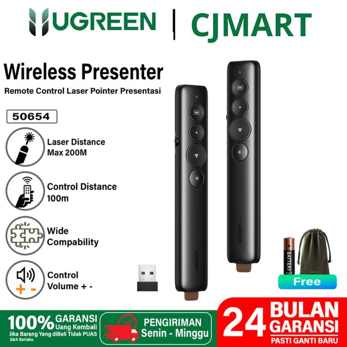 Gambar UGREEN Laser Pointer Wireless Presenter Remote Presentasi Mac Windows - 50654 USB A dari CJMART99 undefined Tokopedia