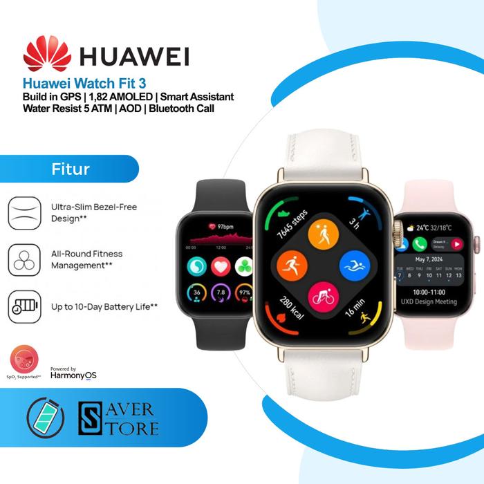 Gambar huawei watch fit 3 harmonyos Jam Pintar 1.82" slim GPS garansi resmi - Abu Nylon dari SAVER STORE undefined Tokopedia