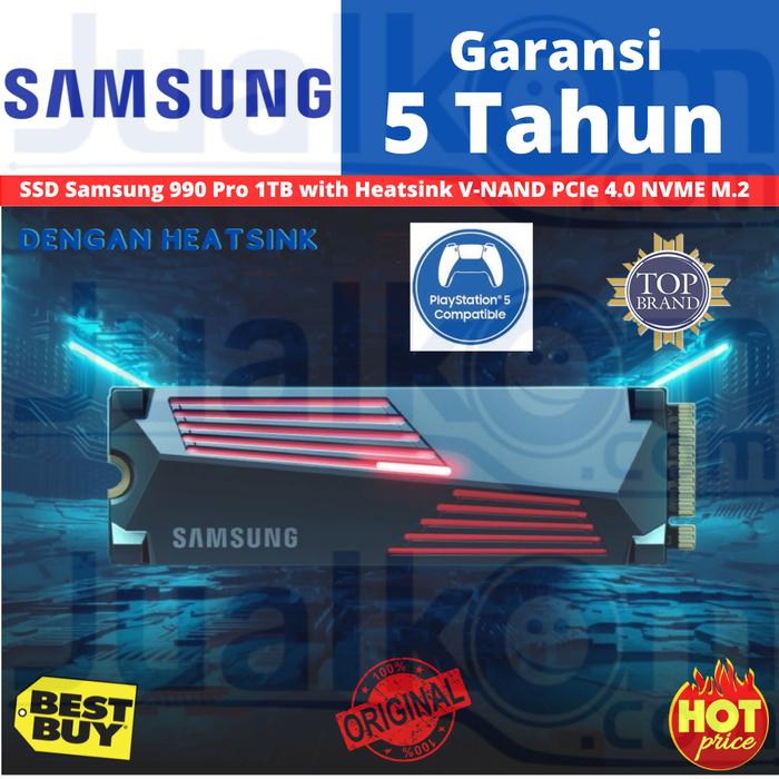 Gambar SSD NVME Samsung SSD Samsung 990 Pro 1TB PCIe 4.0 1 TB NVME GEN 4 SSD PS5 SSD - WITH HEATSINK dari Karya Citra Computers Jualkom undefined Tokopedia