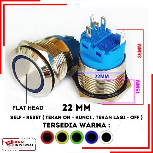 Promo Saklar On Off Stainless Metal Push Button Switch 12mm 16mm 19mm ...
