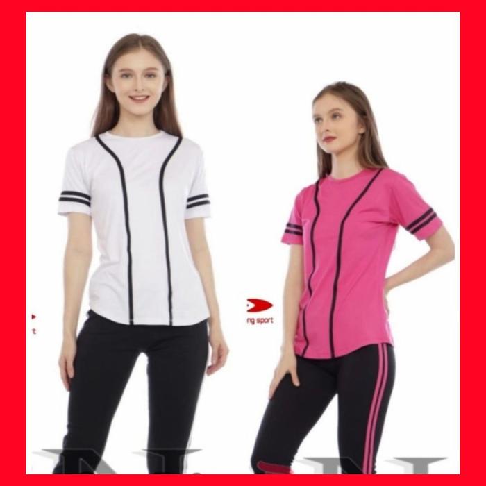 Gambar Baju Senam Wanita Lengan Pendek Baju Fitness Aerobic Model Baseball - Merah, L dari Sodagar Fashion undefined 5 Tokopedia