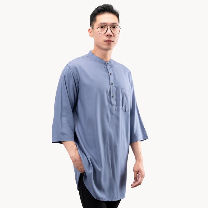 Gambar Jane Frey Clothing Koko Pria Kurta 3/4 8148 Half Long Kurta M-XXL - Q Denim Blue, L dari Jane Frey Clothing undefined Tokopedia
