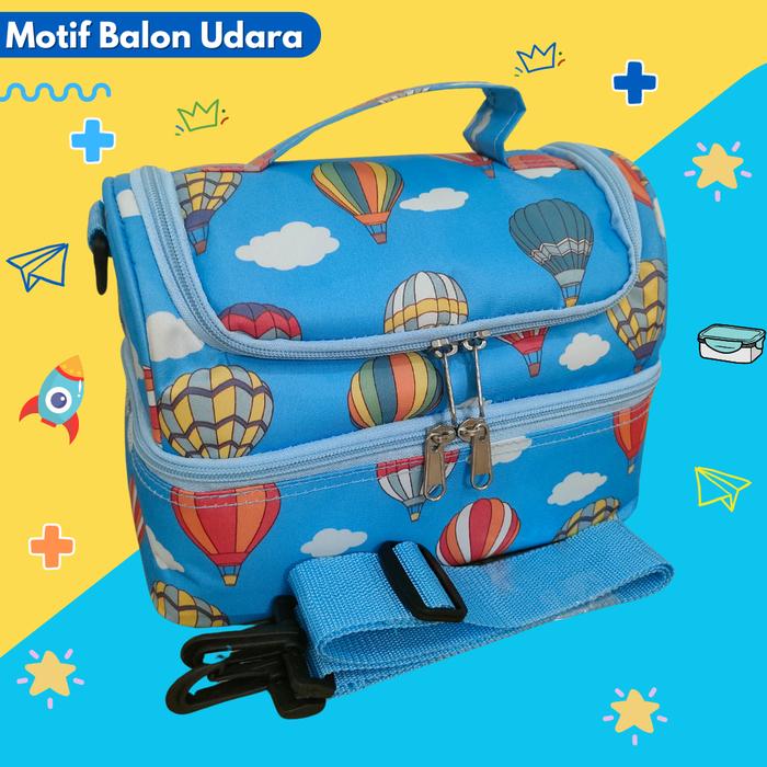 Gambar Tas Bekal Makan 2 Susun Jumbo/Tas Lunch Box Aluminium Foil Premium - Balon Udara dari Effortt undefined Tokopedia