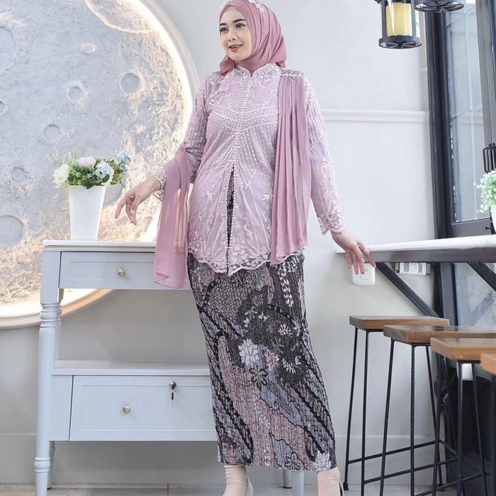 Gambar Kebaya sinta selendang set rok songket - Rosegold, Set XL dari SANTOS ID_NEW undefined Tokopedia