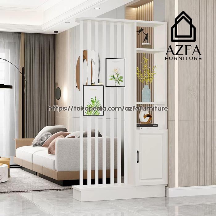 Gambar Penyekat Ruangan Kayu Solid | Lemari Hias Ruang Tamu | Partisi Ruangan - 140 x 25 x 200 dari AZFA Furniture undefined Tokopedia
