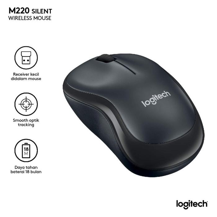 Gambar Logitech M220 Mouse Wireless Silent Click Original - Graphite dari CassCom undefined Tokopedia