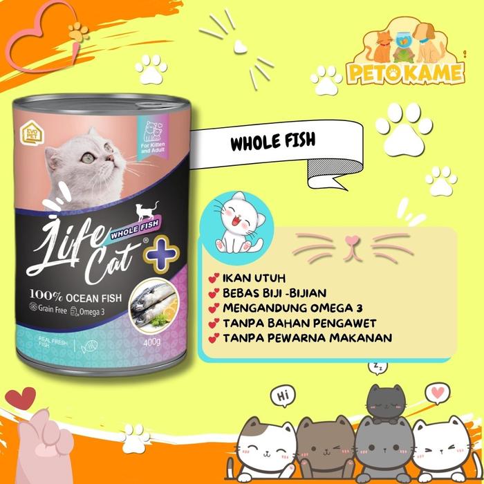 Gambar Life Cat + 400 gr Kaleng | Lifecat plus Can Makanan Kucing Basah - Whole Fish, Kaleng Plus dari Peto kame undefined Tokopedia