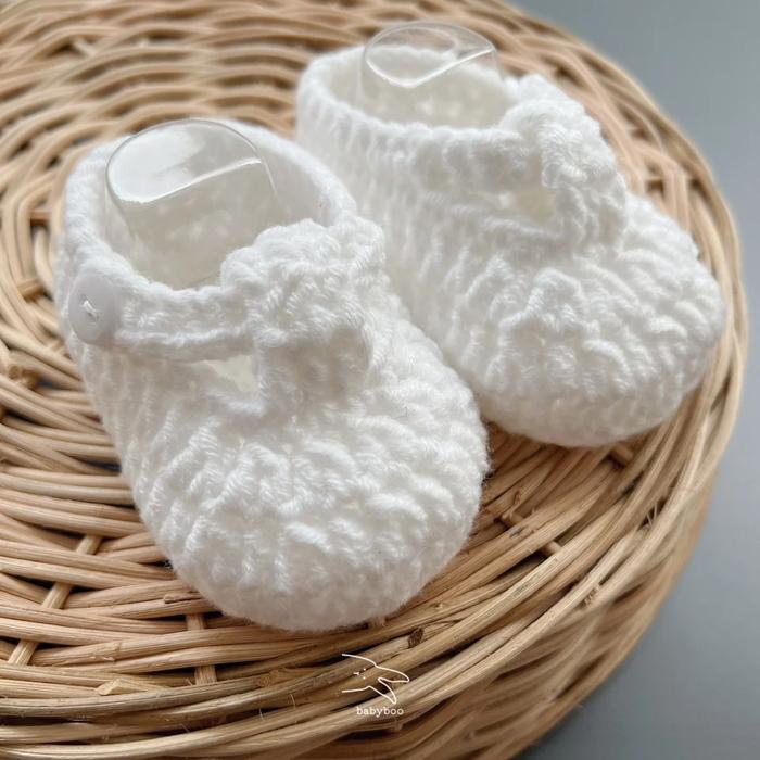 Gambar Babyboo Newborn Crochet Baby Shoes T-Strap - white, 7cm dari Babyboo.idn undefined Tokopedia