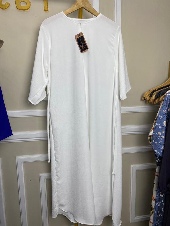 Gambar Daster Crinkle Airflow Lengan 3/4 Ld 120 Premium Bunga Wanita Busui Panjang Bumil Rayon Kancing Tidur Dress Katun - Putih, all size dari AlaghniaStore Umi Wa Tifla undefined Tokopedia