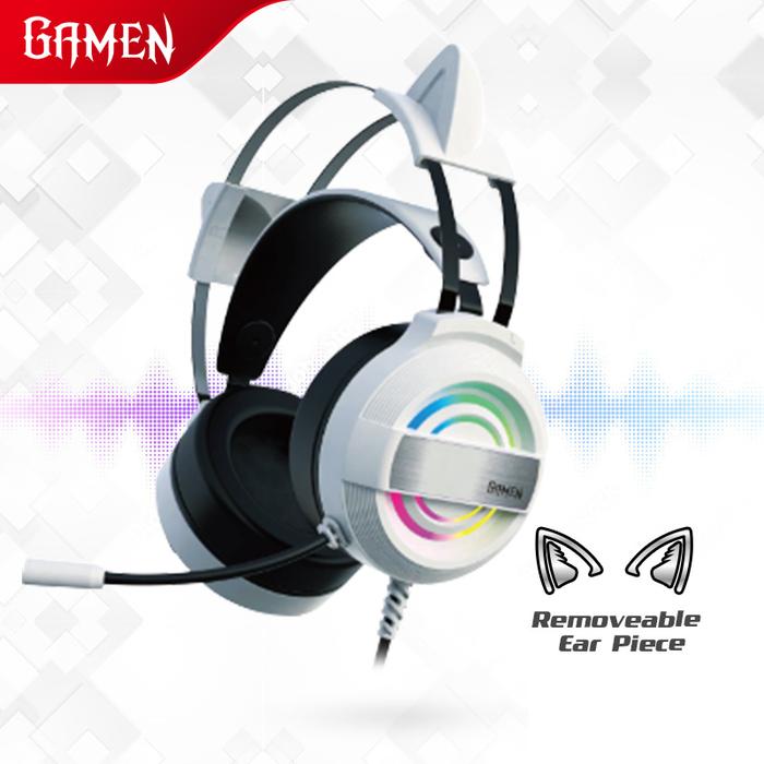 Gambar GAMEN Headphone Gaming GH1100 Removable Cat Ear LED RGB Lighting Original - White dari Gamen Fancooler Indonesia undefined Tokopedia