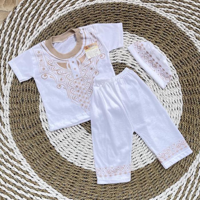 Gambar BEST PRODUCT AREVY BABYWEAR BAJU KOKO BAYI DENGAN PECI 3-12 BULAN - Koko Cream AV dari Yasminemry Mart undefined Tokopedia