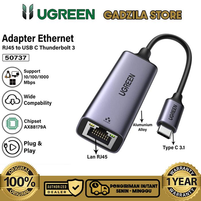 Gambar UGREEN Adaptor Lan Internet Modem Gigabit USB Type C To RJ45 Fast Ethernet Network 1000Mbps 2500Mbps Untuk Laptop Tablet iPad MacBook Air Pro Nintendo Switch - 50737 dari GADZILA STORE undefined Tokopedia