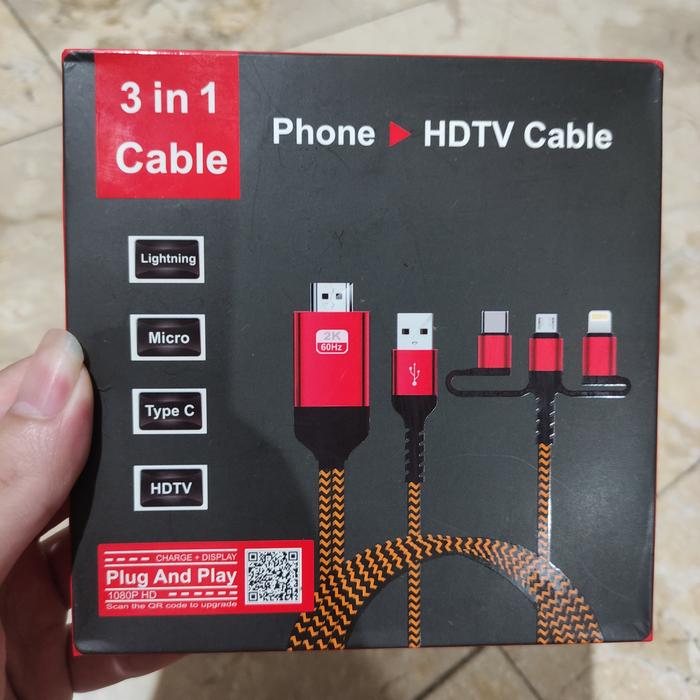 3in1 Mhl Hdmi Adapter Micro Usb Type C Iphone Dengan Kabel 20m