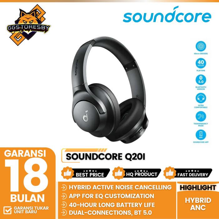 Gambar Headphone Soundcore Q20i with Hybrid ANC - A3004 - Hitam dari GGSTORESBY undefined Tokopedia