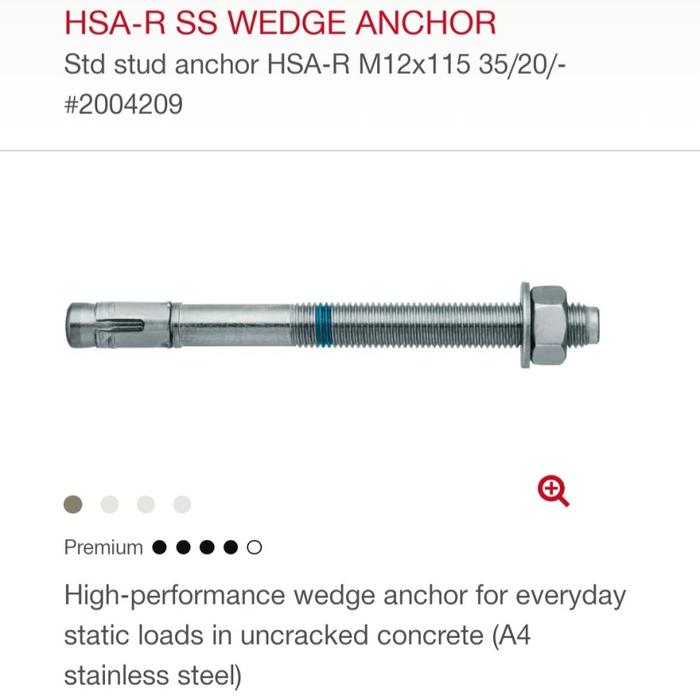 Gambar Std stud anchor HSA-R M12x115 35/20/- HILTI dari PT.PUTRAJAYA INDRAGIRI undefined Tokopedia