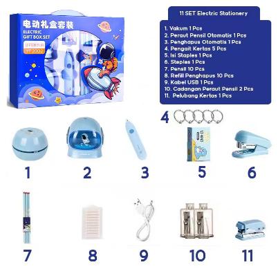 Gambar GAGALU Electric Stationery Set / Set Alat Tulis /Elektrik Rautan Penghapus Vacuum Pensil 11 In 1 /Anak Alat Perkakas Belajar Anak Perempuan Kado - 11 set biru dari 18Store Pedia undefined Tokopedia