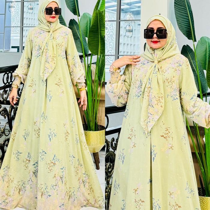 Gambar gamis set jilbab aleza ori arsyakayla - sage dari Keenan fashion 01 undefined Tokopedia