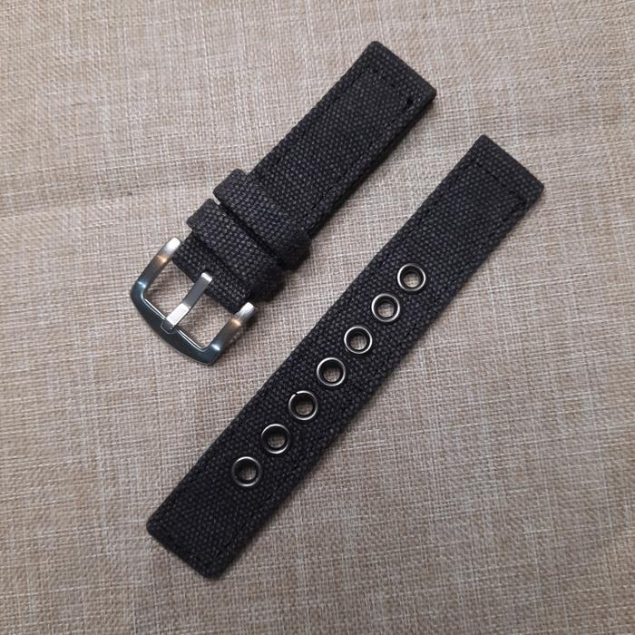 Gambar 18mm Canvas Strap Tali Jam Tangan Canvas Jeans - Hitam, 24mm dari Tali Jam Tangan com undefined Tokopedia
