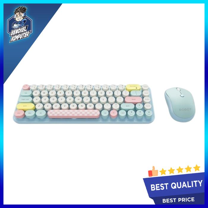 Gambar SET KEYBOARD MOUSE ROBOT KM3600 BLUE COLORFUL dari bengkelkomputerptk undefined Tokopedia