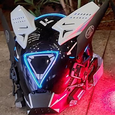 Gambar Cyberpunk Mask Cosplay DIY - Triangle - LED Biru dari arjunatechwear undefined Tokopedia