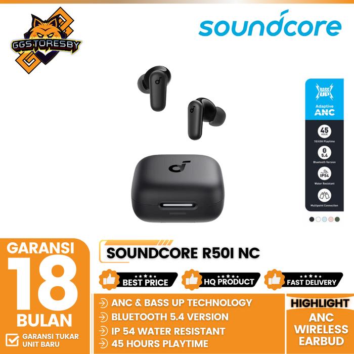 Gambar TWS ANKER SOUNDCORE R50i NC Earbuds BLUETOOTH 5.4 - A3959 - BLACK dari GGSTORESBY undefined Tokopedia