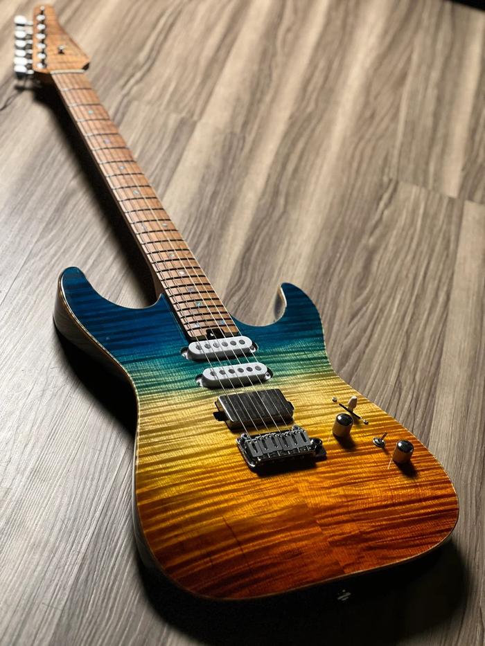Gambar Soloking MS-1 Custom 24 HSS FMN Roasted Flame Maple Neck in Beach Sunset Surf Fade JESCAR dari Nafiri Music Store undefined Tokopedia