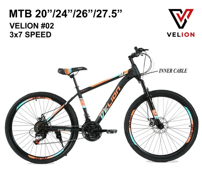 Gambar MTB 24 26 27.5 velion 21 speed sepeda gunung 27,5 dewasa sepeda - HITAM ORANGE BR, UK 27,5 M2702 dari distributorsepeda undefined Tokopedia