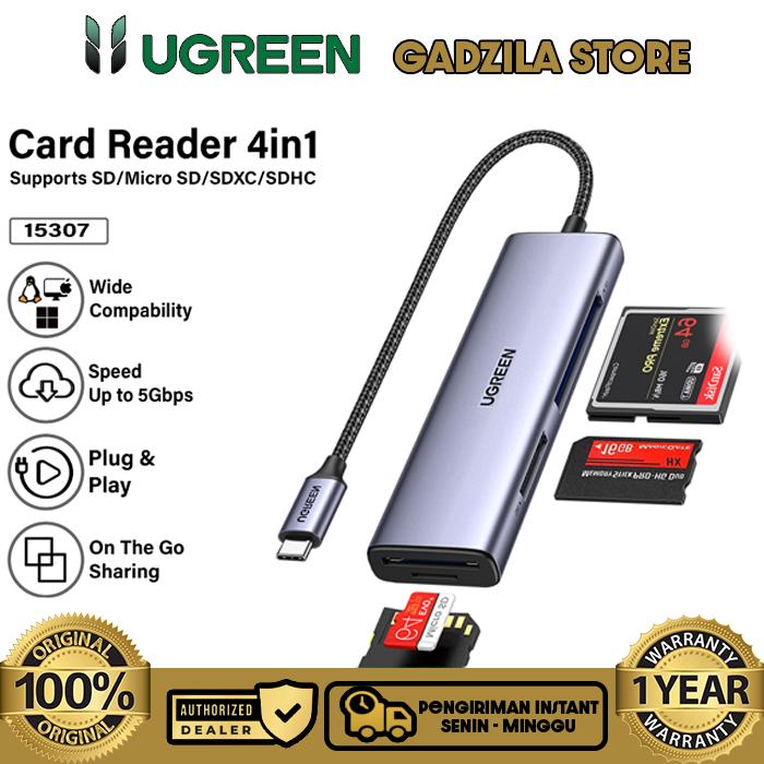 Gambar UGREEN Adaptor Card Reader USB Type A 3.0 & Card Reader USB Type C 5 Gbps Support TF And SD Cards For Komputer PC Laptop - 15307 4IN1 dari GADZILA STORE undefined Tokopedia