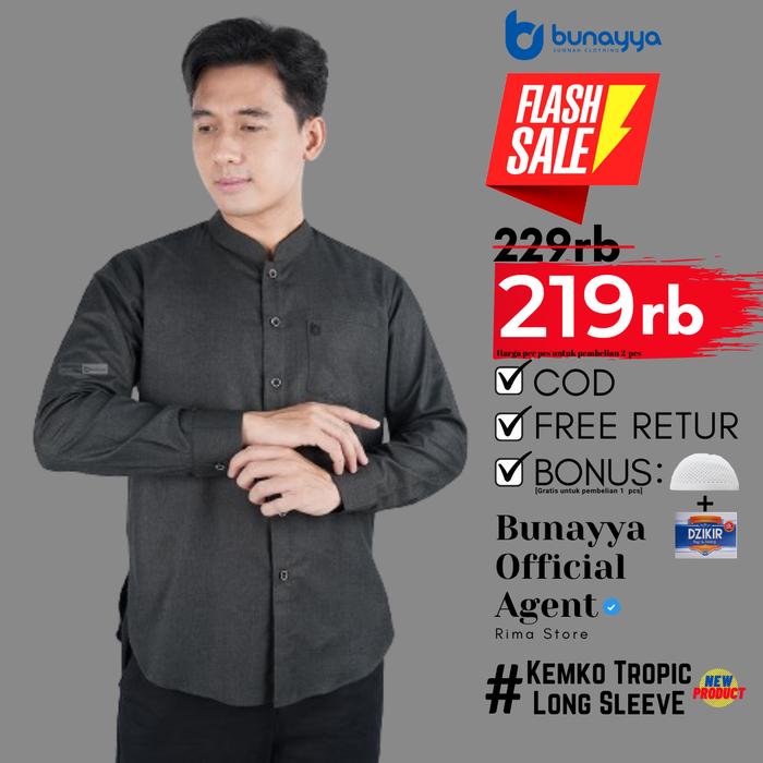 Gambar Kemko Tropic Lengan Panjang Bunayya Sunnah Clothing Baju Muslim Kemeja Koko Kurta Bunaya Pria Premium - Winter Black, L dari BunayyaAgenRimaStore undefined Tokopedia