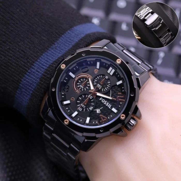 Gambar Jam Tangan Pria Fossil Original Analog Tggl Rantai Stainless Steel - Hitam dari ARLOJI 86 undefined Tokopedia