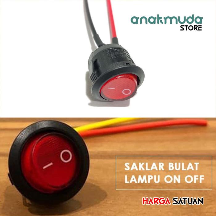 Promo Saklar Switch Tombol BULAT On Off Kabel Lampu LED Motor Mobil ...