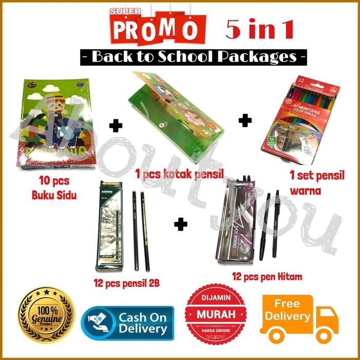 Gambar (Ready Stock) PROMO 5 in 1 PAKET Alat Tulis Sekolah Set LENGKAP Buku - PAKET 5 in 1 dari Pelita'Shop undefined Tokopedia