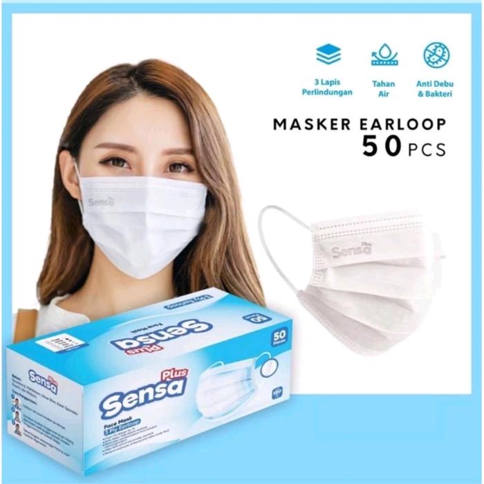 Gambar Masker Sensa Plus 3 Ply Earloop (50pc) - Putih dari Golden Mount undefined Tokopedia