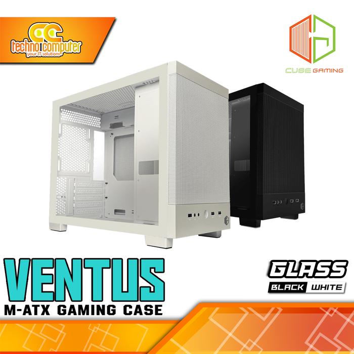 Gambar CASING CUBE GAMING VENTUS Glass/Mesh - Mid Tower mATX Case - Glass, Putih dari Techno Computer Bali undefined Tokopedia