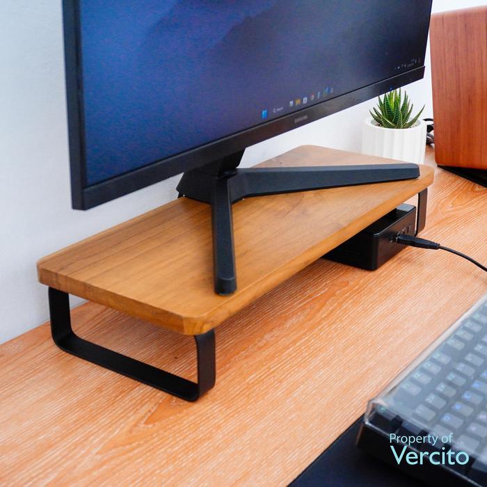 Gambar Stand Monitor / Meja monitor /  Meja Laptop / Stand Laptop / Kayu solid Kaki Besi - Jati natural, 50x20x9 dari Vercito undefined Tokopedia