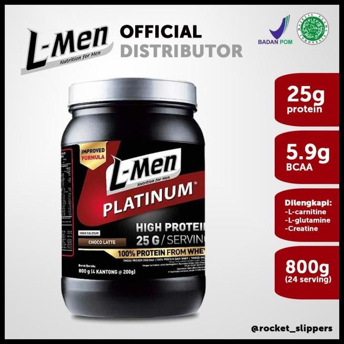 Gambar Suplemen L-Men Lmen Platinum Susu Whey Protein 800 Gram 24 Serving - Choco Latte dari harleyshop77 undefined Tokopedia