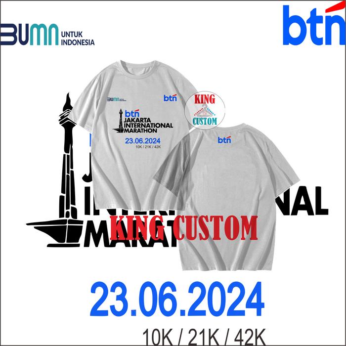 Gambar Kaos BTN JAKARTA INTERNATIONAL MARATHON dewasa dan anak - Putih, ANAK 2/4/6/10 dari King Custom undefined Tokopedia
