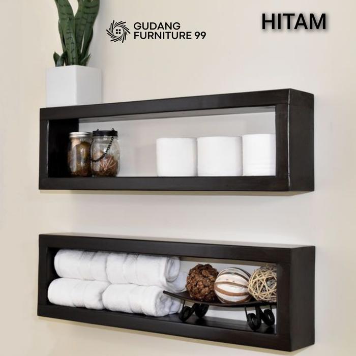 Gambar Rak kamar mandi  Lebar 15 cm, Tinggi 25 cm/ Rak Tisu / Rak buku kotak / Ambalan Rak Buku / Ambalan Rak Decorasi / Ambalan Dinding Murah - Hitam, 90 x 15 x 25 cm dari gudang furniture 99 undefined Tokopedia