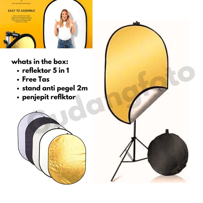 Gambar Reflector Cahaya Studio Foto 5in1 Untuk Reflektor Foto Studio - Reflector+kaki dari Gudang Foto undefined Tokopedia