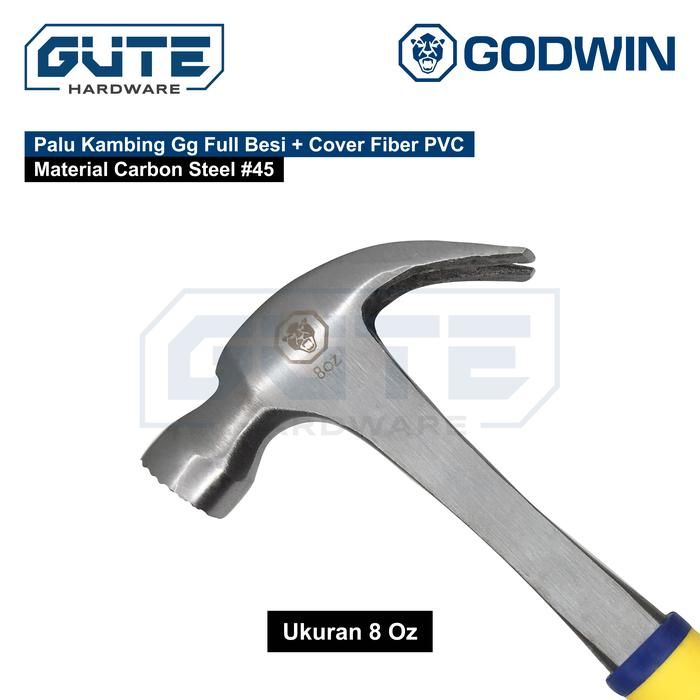 Gambar Godwin Palu Kambing GG Full Besi Cover Karet / Conjoined Claw Hammer Carbon Steel Asli! - 8 Oz Gigi dari Gute Hardware undefined Tokopedia