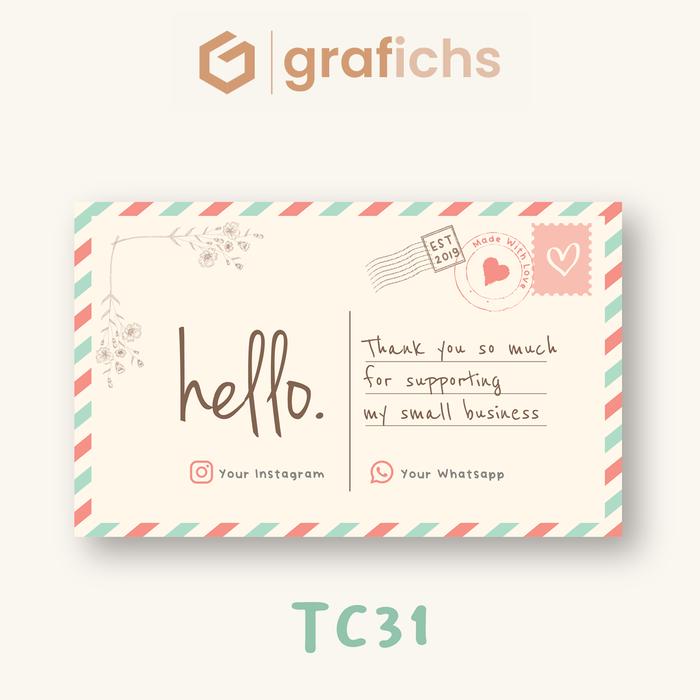 Gambar [11 pcs] Kartu Olshop Greeting Card Custom Ucapan Hadiah Grafichs - TC31 - TC36 - TC31, Kartu Jasmine dari Grafichs Kab. Bogor Tokopedia