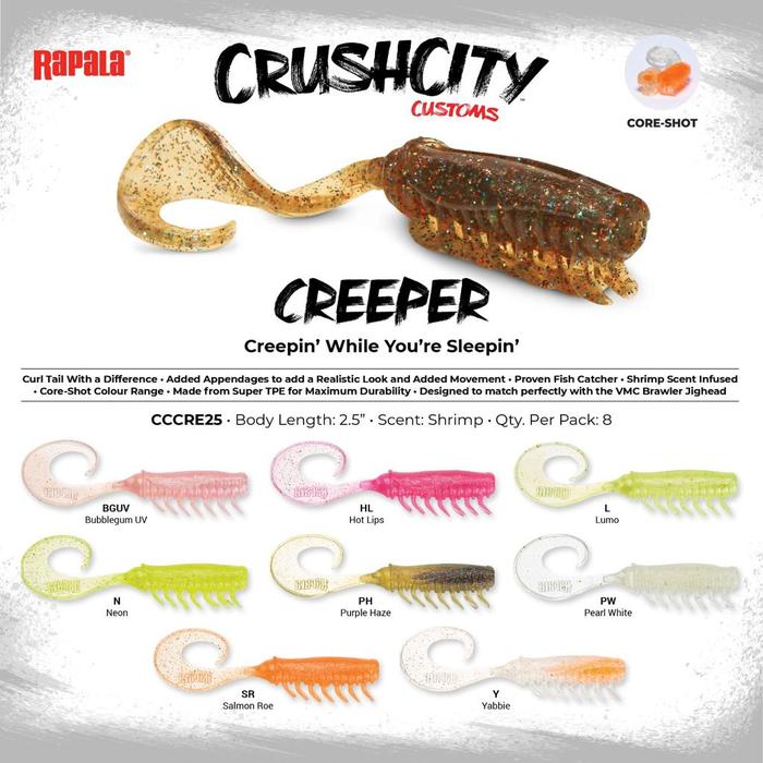 Gambar SOFTLURE RAPALA CRUSHCITY CREEPER CUSTOMS SOFT BAIT - warna HL dari MARMOT PANCING undefined Tokopedia
