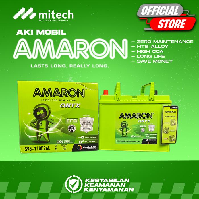 Gambar Amaron Hi Life Onyx Aki Kering Mobil S95 / 130D26L 12V / 72Ah Bebas Perawatan - GOJEK/GRAB dari Mitech Protection Kota Tangerang Selatan Tokopedia