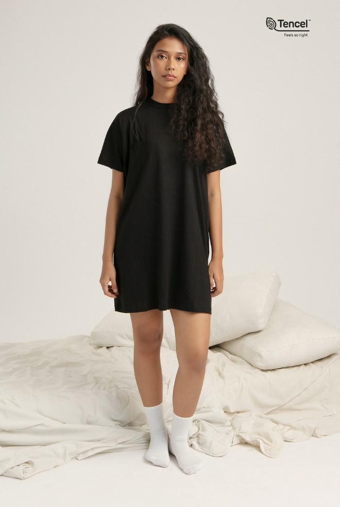 Gambar T-shirt Dress - Sare Studio MARO Woman Tencel T-Shirt Dress - Daster Wanita - Black, S dari SARE Studio_NEW undefined Tokopedia