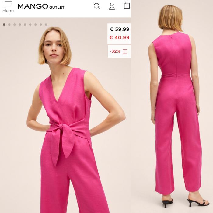 Mango Jumpsuit Linen Pink Fuchsia Size M