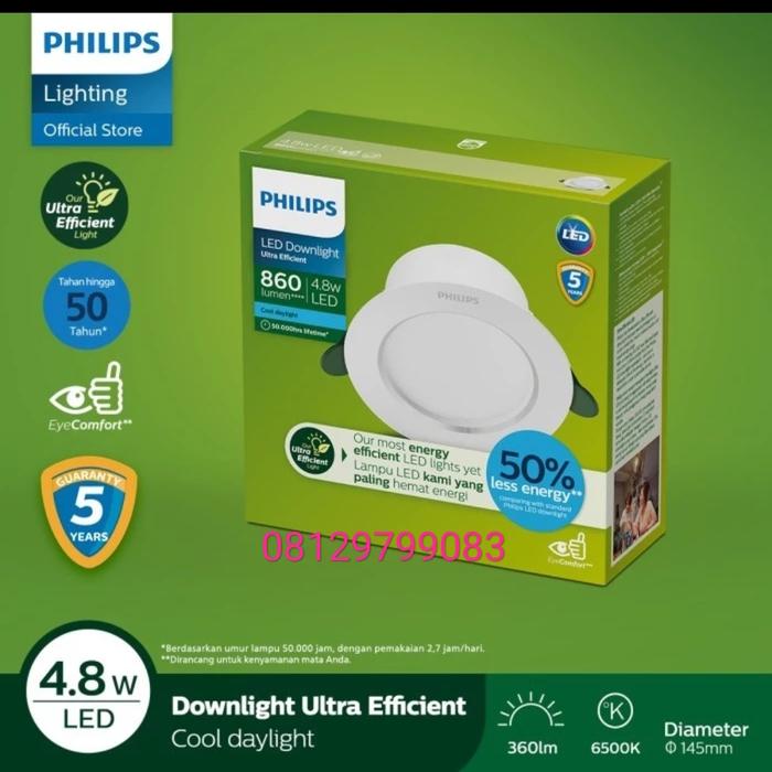 Gambar lampu downlight led ultra eficient philips 2W 2,2W 4,8W 6,5W led panel philips inbow tanam 2 2.2 4.8 6.5 watt bulat putih natural kuning - ULTRA 4,8 WAT, DONLIGHT KUNING dari central led lighting undefined Tokopedia
